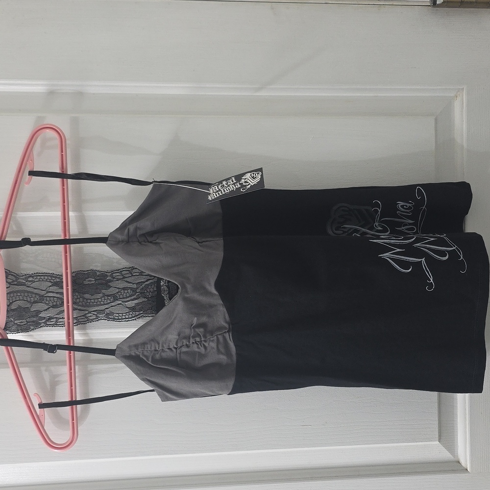 Metal Mulisha Black and Gray Halter Top